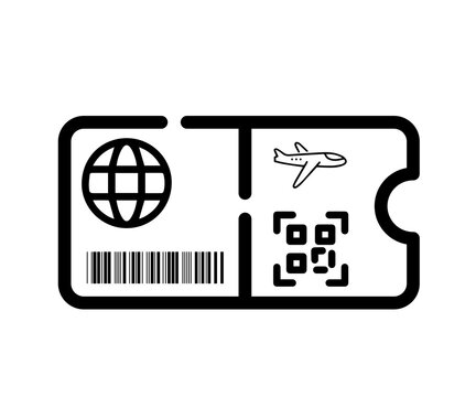 Flight ticket icon. Flight ticket icon with QR for travel mobile application template