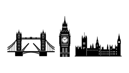 Naklejka premium London landmarks including tower bridge, big ben, the palace westminster in on background, for travel and, tourism themes