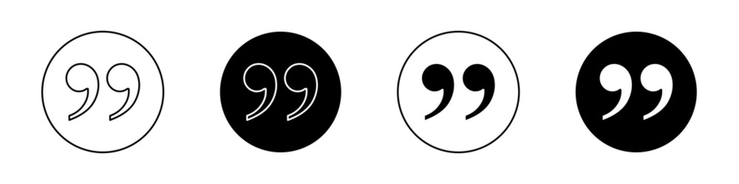 Quote right icon flat outline in black