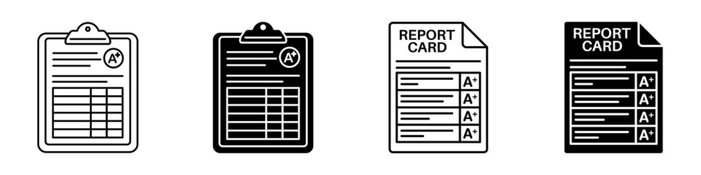 Report card icon flat outline in black