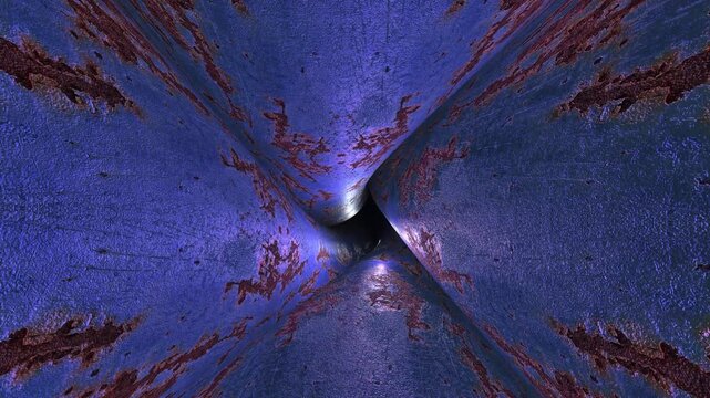 Abstract rusty metal tunnel background animation