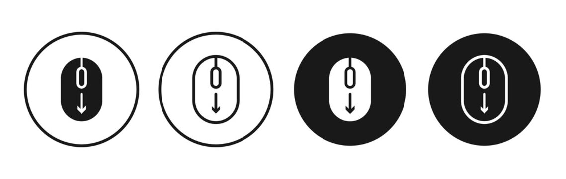 Scroll down computer mouse icon flat outline in black