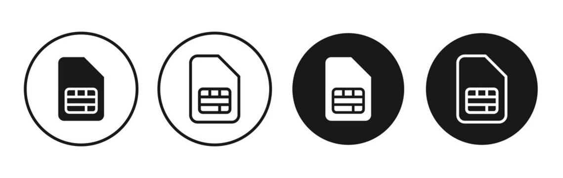 Sim card icon flat outline in black
