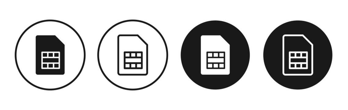 Sim card icon flat outline in black