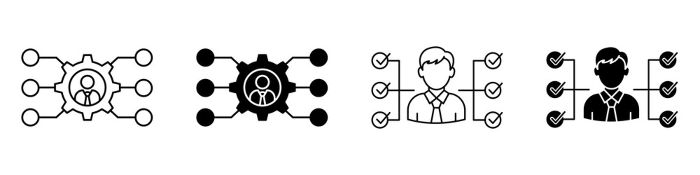 Skills set icon flat outline in black