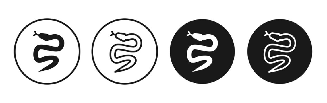 Snake icon flat outline in black