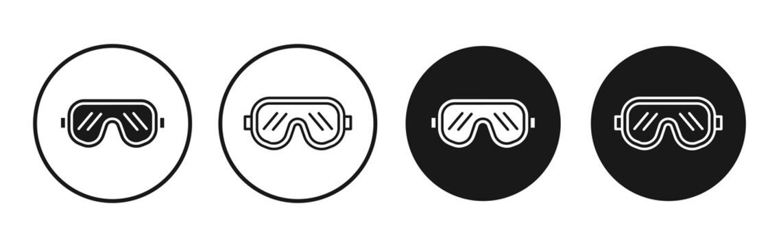 Snow Goggle icon flat outline in black