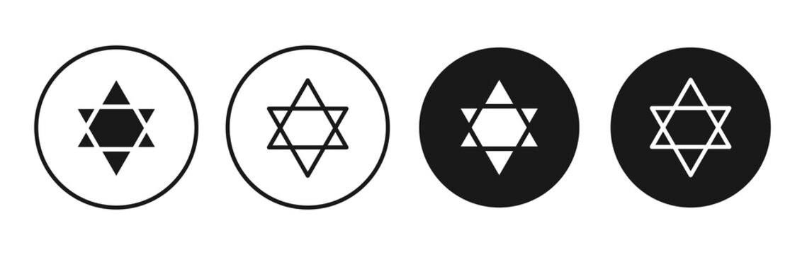 Star of David icon flat outline in black