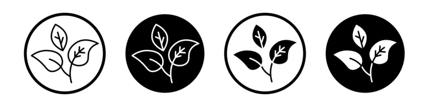 Tea leaves icon flat outline in black