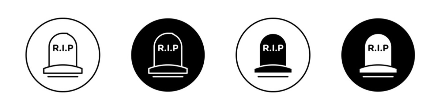 Tombstone icon flat outline in black