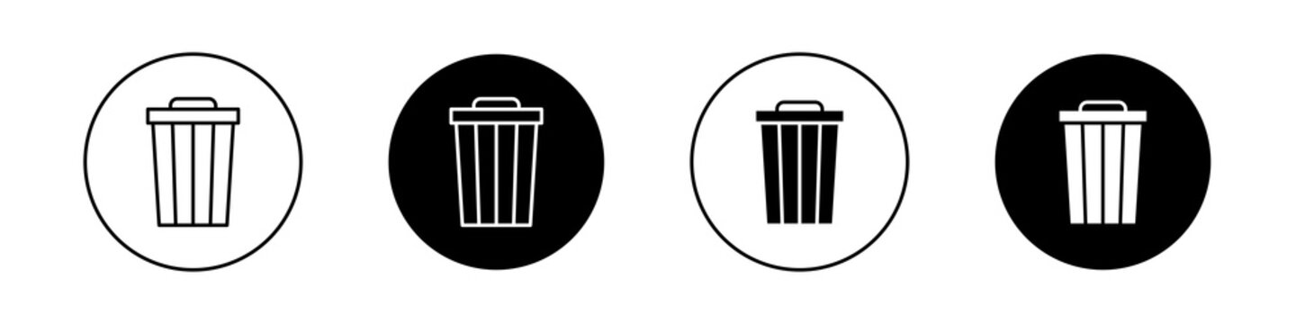Trash icon flat outline in black