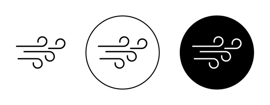 Wind icon flat outline in black
