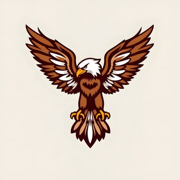 Flying eagle with outstretched wings and sharp talons