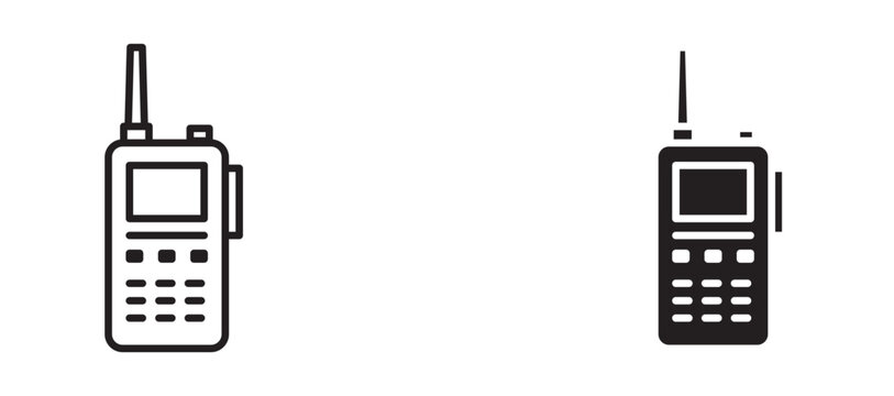 Walkie talkie icon flat outline in black