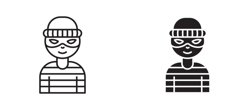 Thief icon flat outline in black