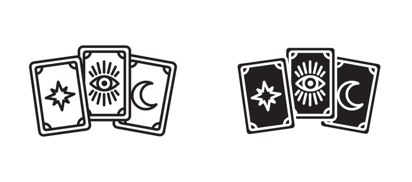 Tarot icon flat outline in black