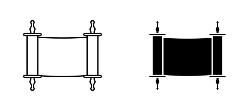 Scrolls icon flat outline in black