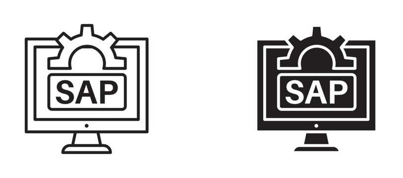 SAP icon flat outline in black