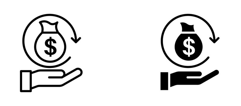 Refund icon flat outline in black