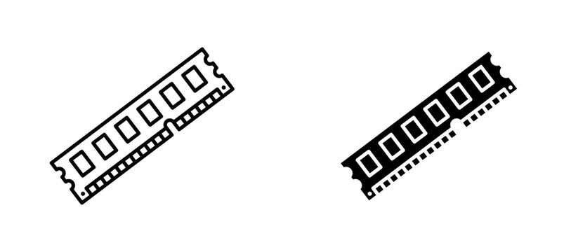 Ram memory icon flat outline in black