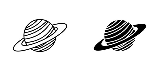 Planet saturn icon flat outline in black © Vince