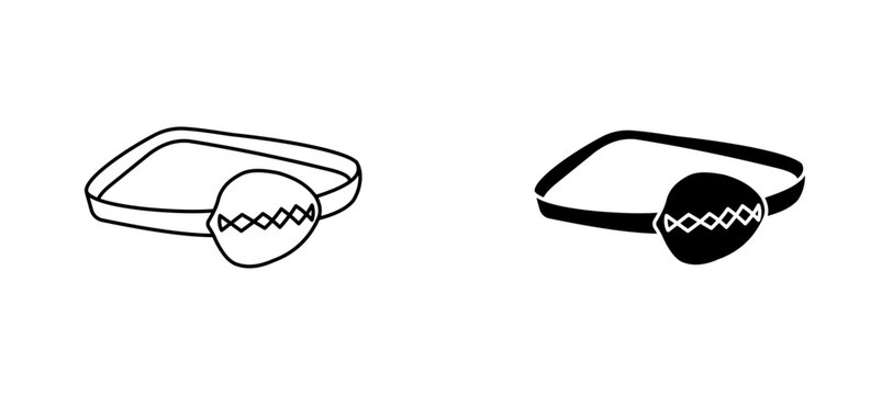Pirate eye patch icon flat outline in black