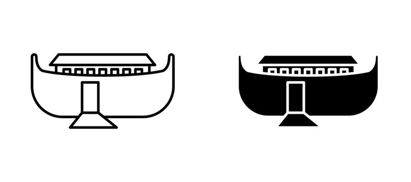Noah Ark icon flat outline in black