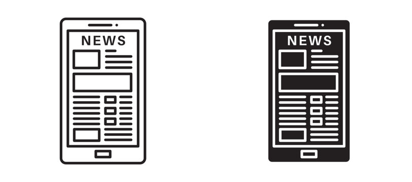 News feed icon flat outline in black