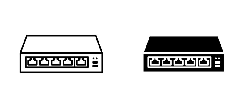 Network switch icon flat outline in black