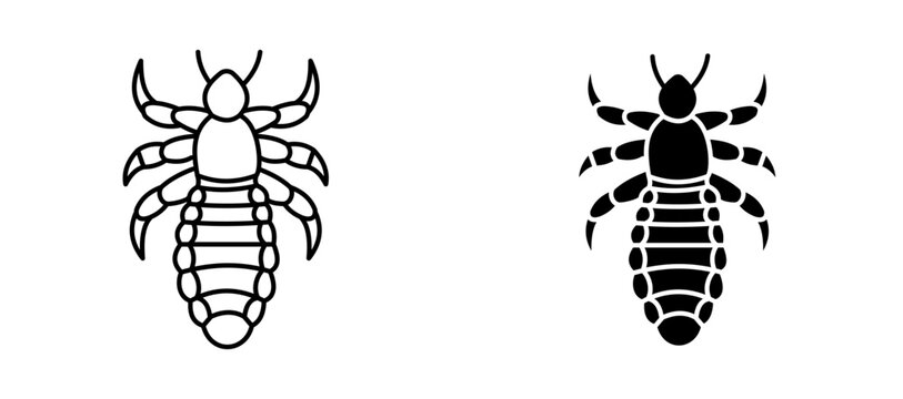 Louse icon flat outline in black