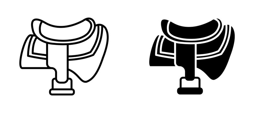 Horse saddle icon flat outline in black