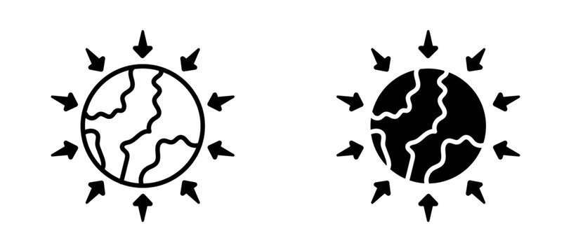 Gravity icon flat outline in black
