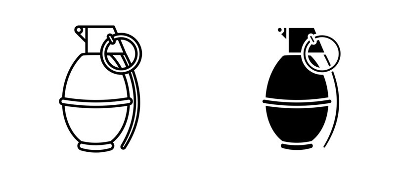 Granade icon flat outline in black