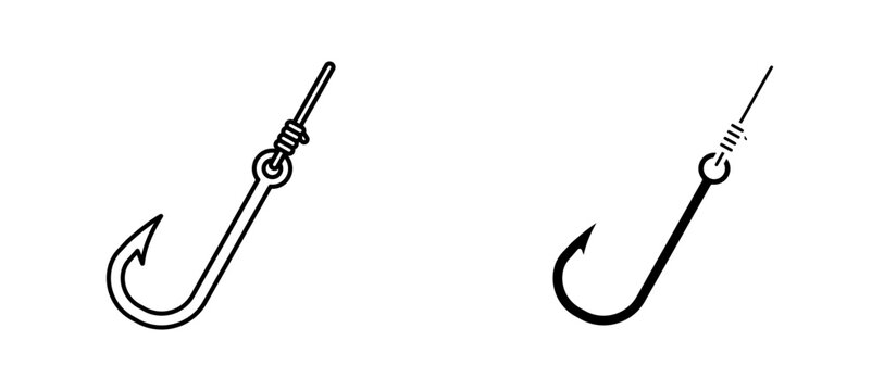 Fishing Hook icon flat outline in black