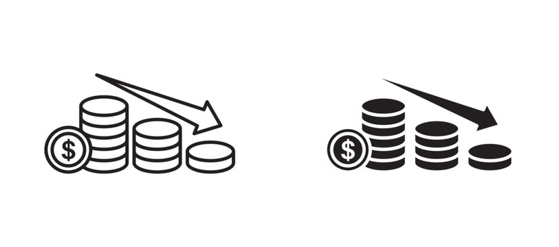 Decrease icon flat outline in black