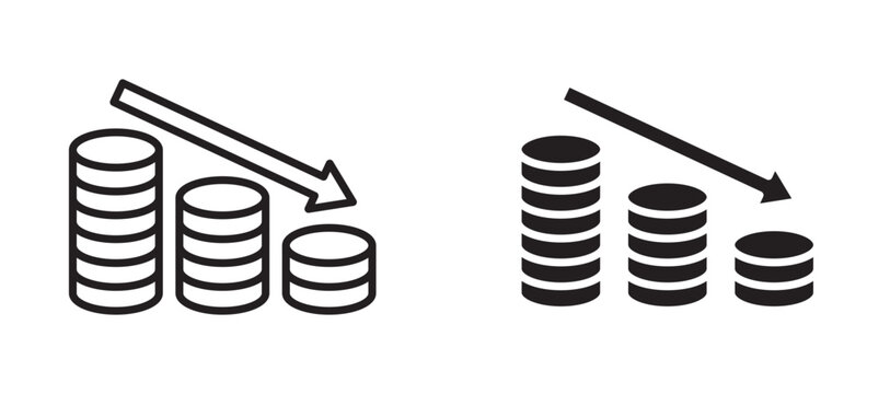 Decrease icon flat outline in black