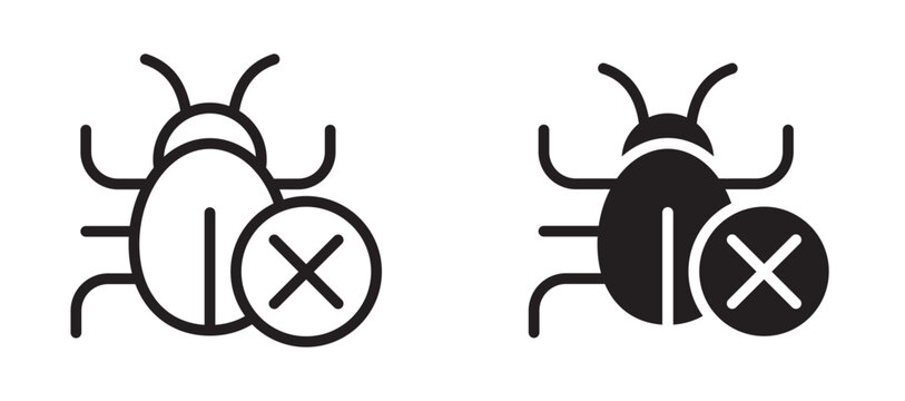 Debug icon flat outline in black