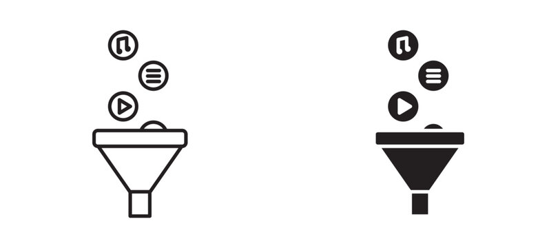 Content curation icon flat outline in black