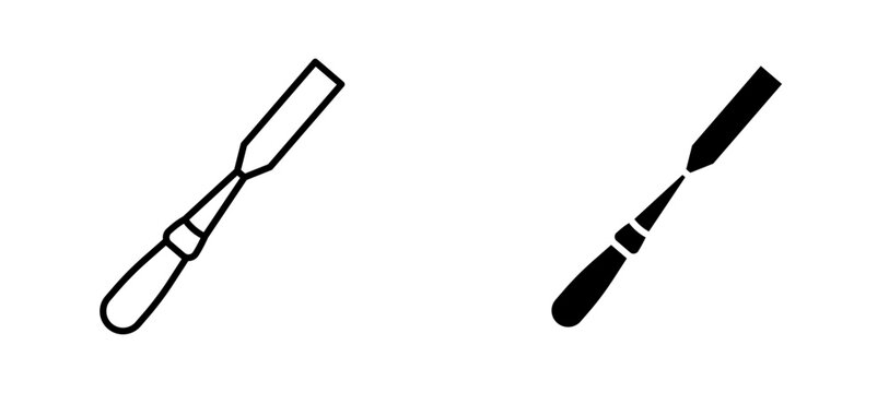 Chisel icon flat outline in black