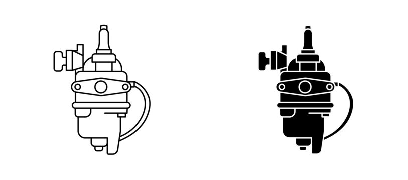 Car carburetor icon flat outline in black