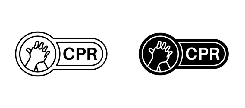 CPR icon flat outline in black