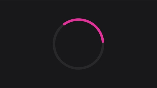 Minimalist pink loading circle animation on dark 4k background, for ui ux, spinner progress