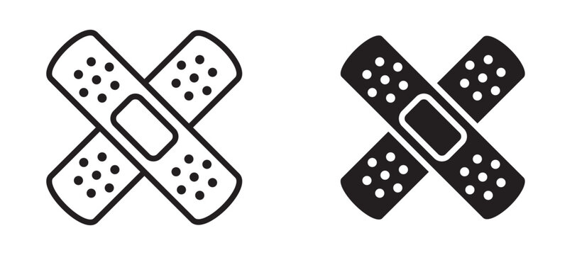 bandaid icon flat outline in black