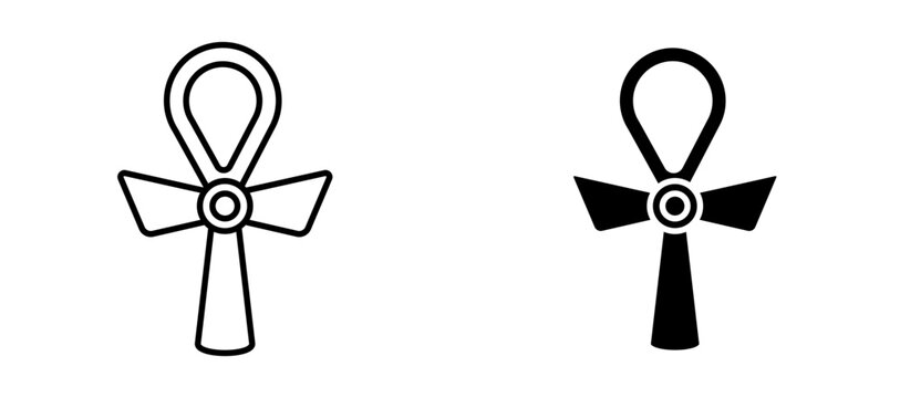 Ankh icon flat outline in black
