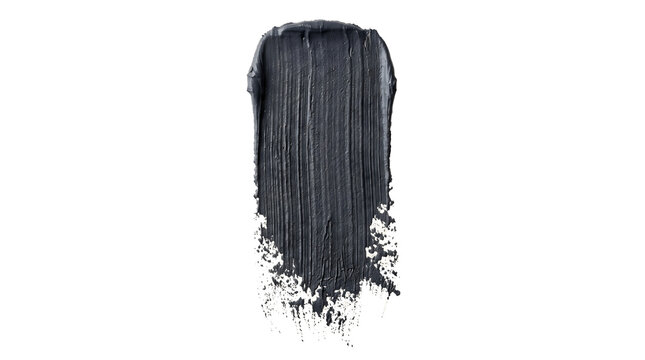 Black Mascara Makeup Smear Texture Isolated on White Background.