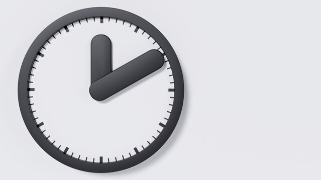 Clean minimalist round clock face with angled bold hands on a bright surface. Professional time concept graphic asset perfect for business layouts, schedules, and modern decor themes.