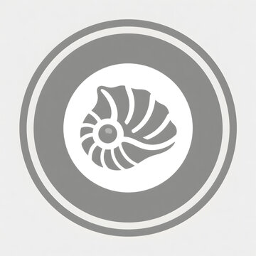 Nautilus seashell icon in a circular frame