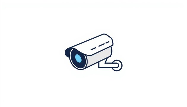 A simple line drawing of a security camera on a white background