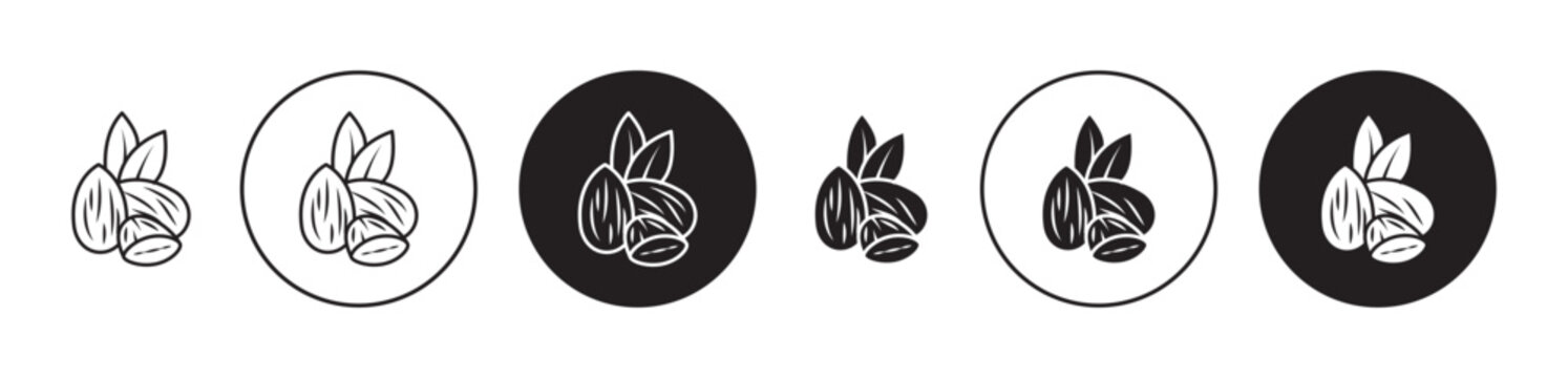 Almond icon flat outline in black