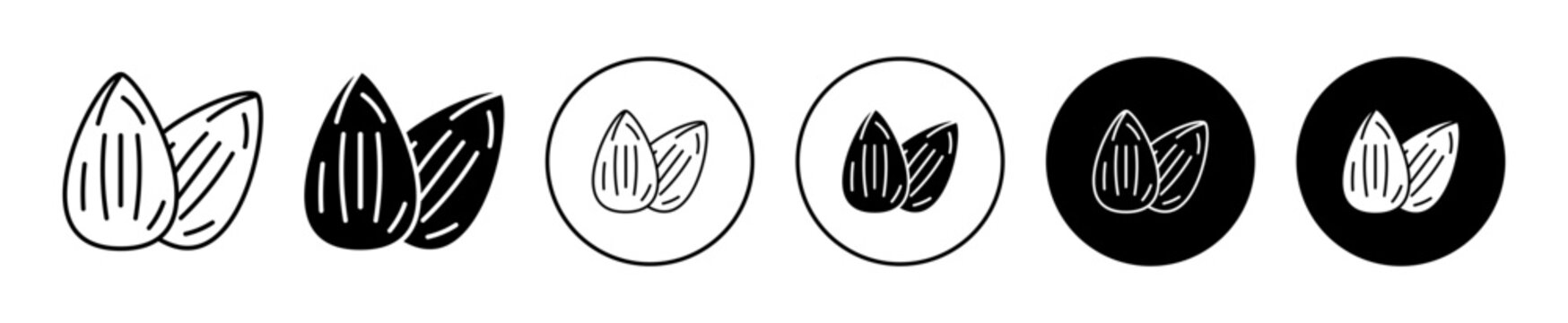 Almond icon flat outline in black